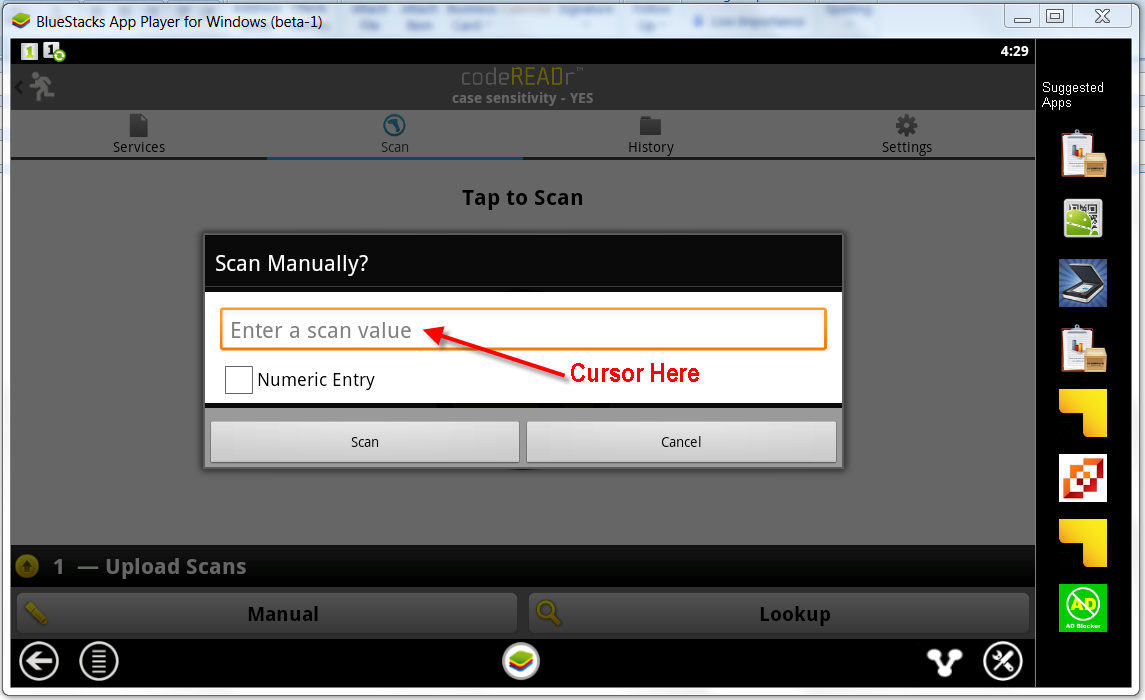 Bluestacks Manual To Scan Without Pausing select auto next scan