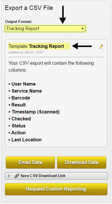 CSV download link download link