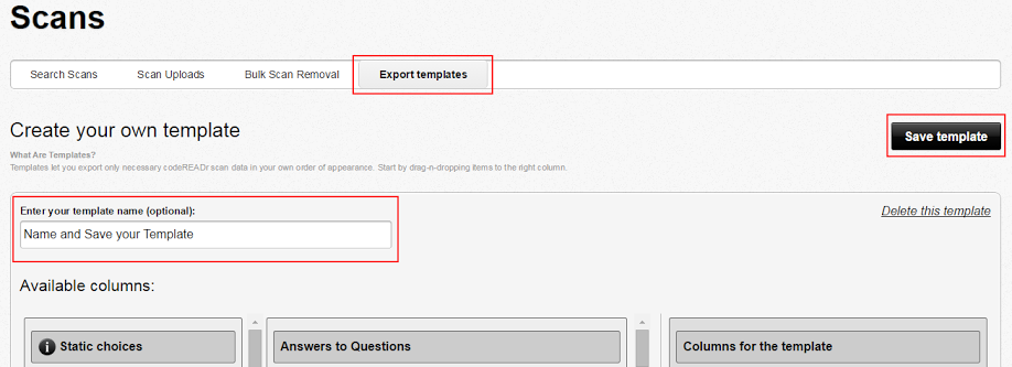 name export templates