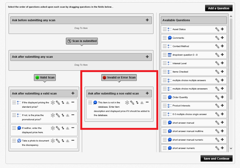 Add questions after invalid scans Add questions after invalid scans