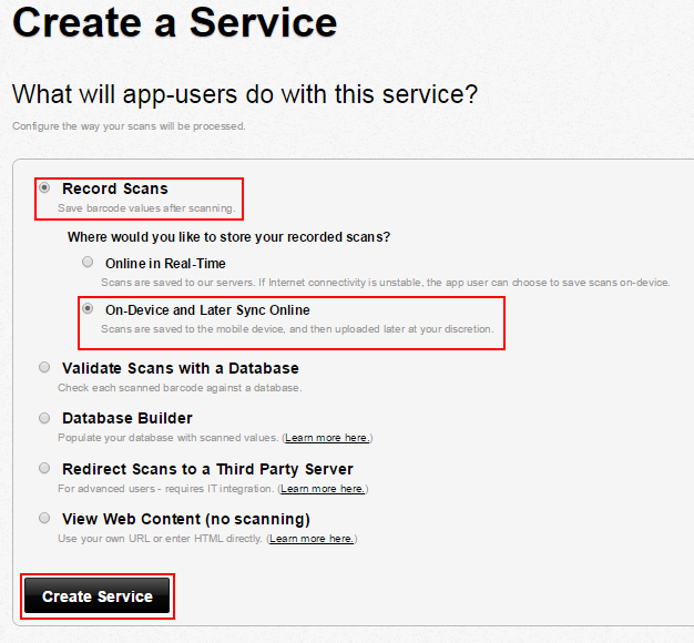 Create a service Real-time or on-device sync