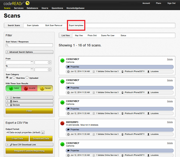 Export Templates