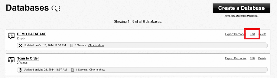 Edit the database Edit the database
