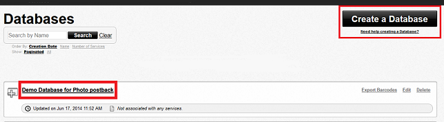 Select or create a barcode database Select or create a barcode database