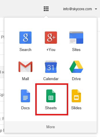 Select Google Sheets