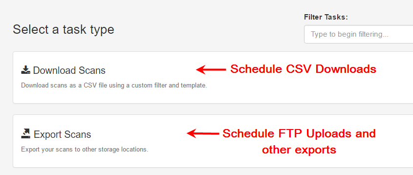Create task Select task type