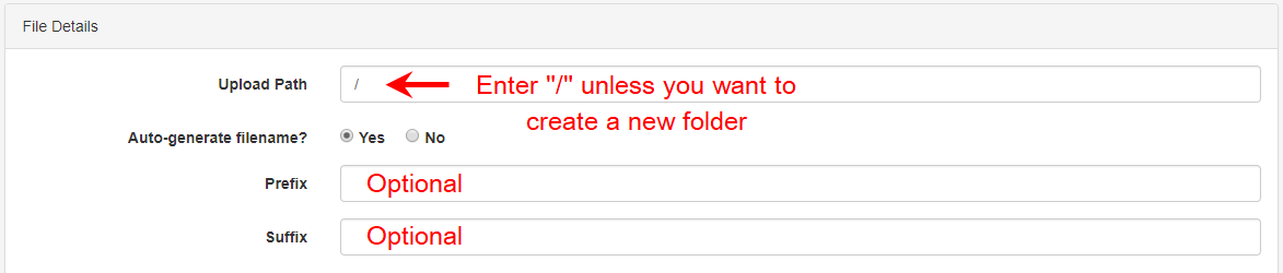 Entering the upload path Entering the upload path