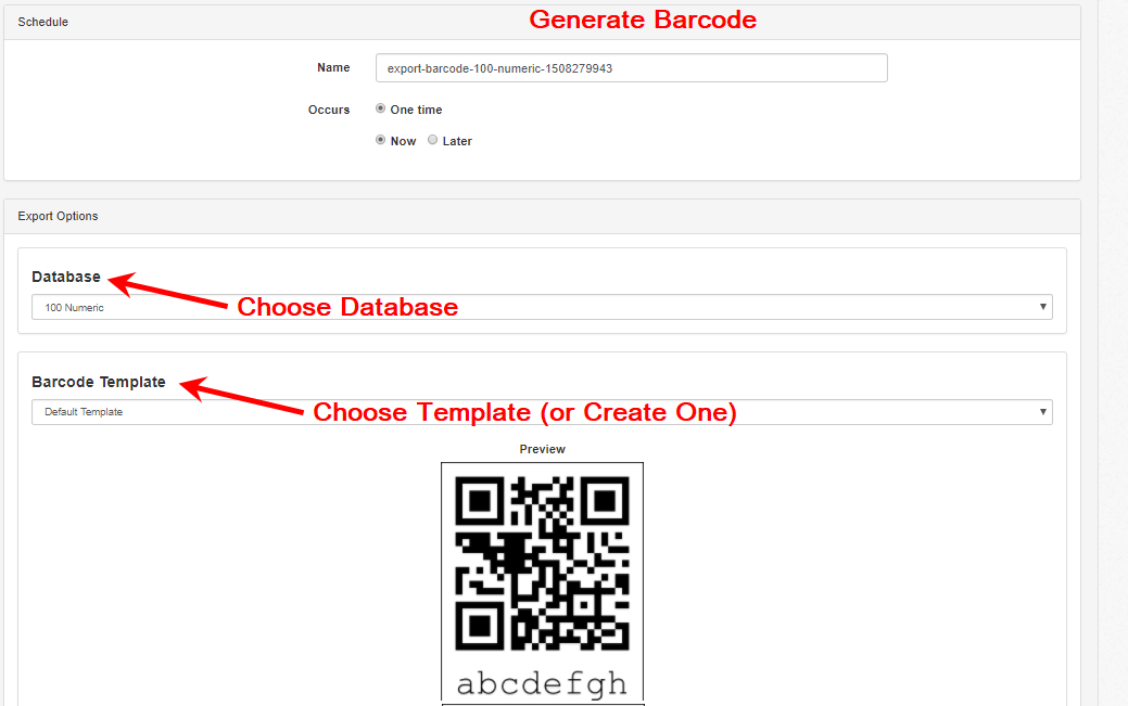 instructions to export barcodes