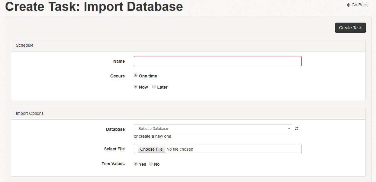 Import database