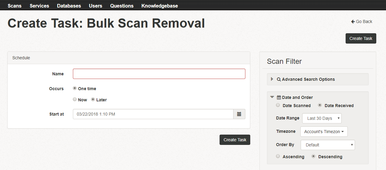 bulk scan removal