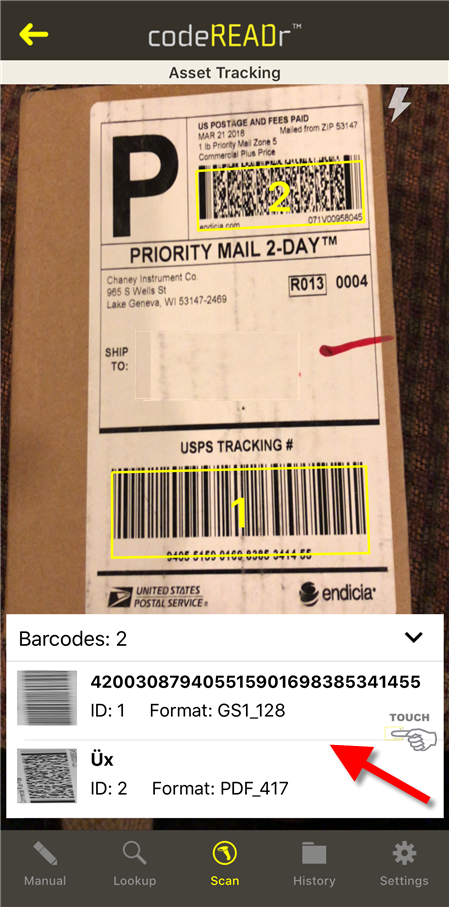 Selecting desired barcode