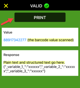 Print Button Response Print Button Response Value