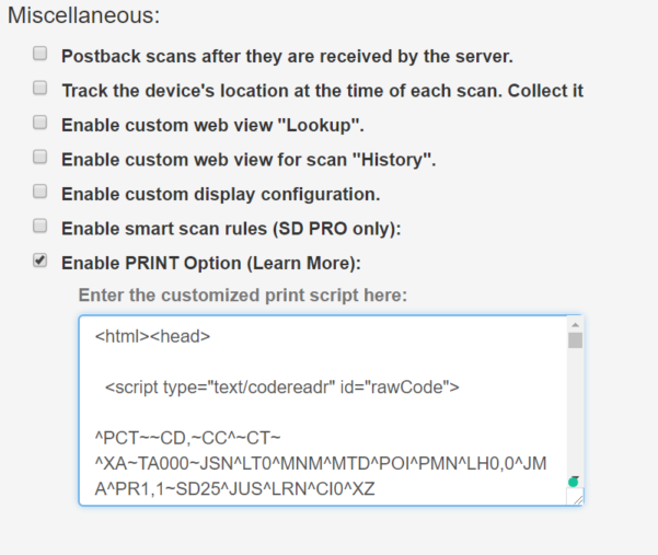 print form field Enable print option