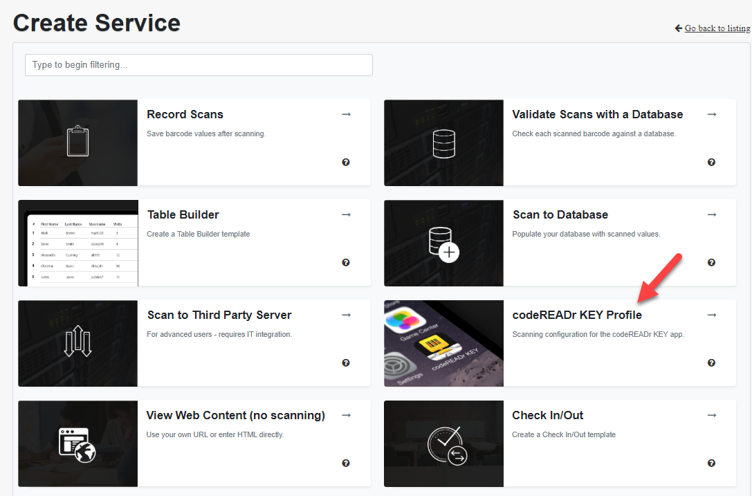 select KEY Scan to field profile