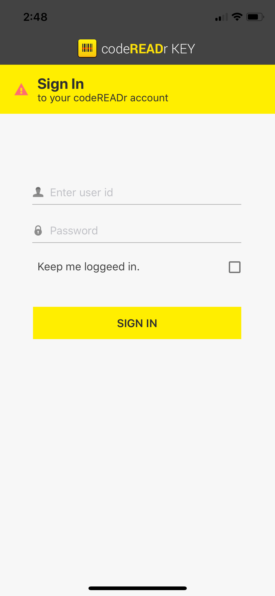 sign in codereadr KEY sign in codereadr KEY