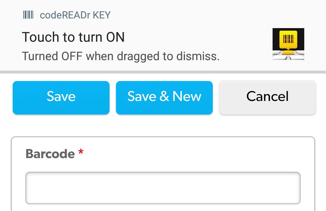 codereadr key turned on