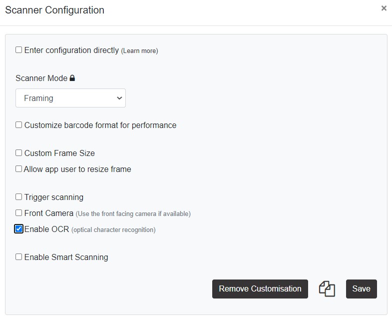 ocrenabled OCR option
