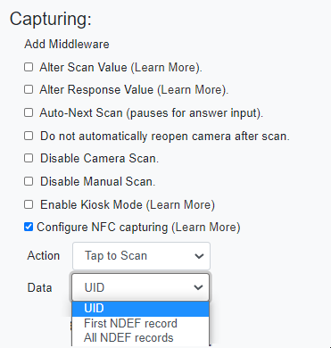 smartphone nfc data capture data