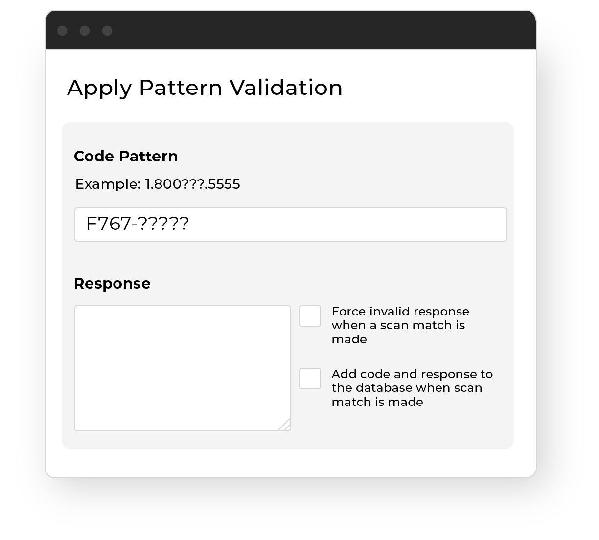 Apply pattern validation Apply Pattern Validation