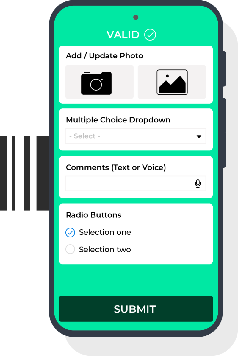 Data collection using forms, GPS or pictures after scanning
