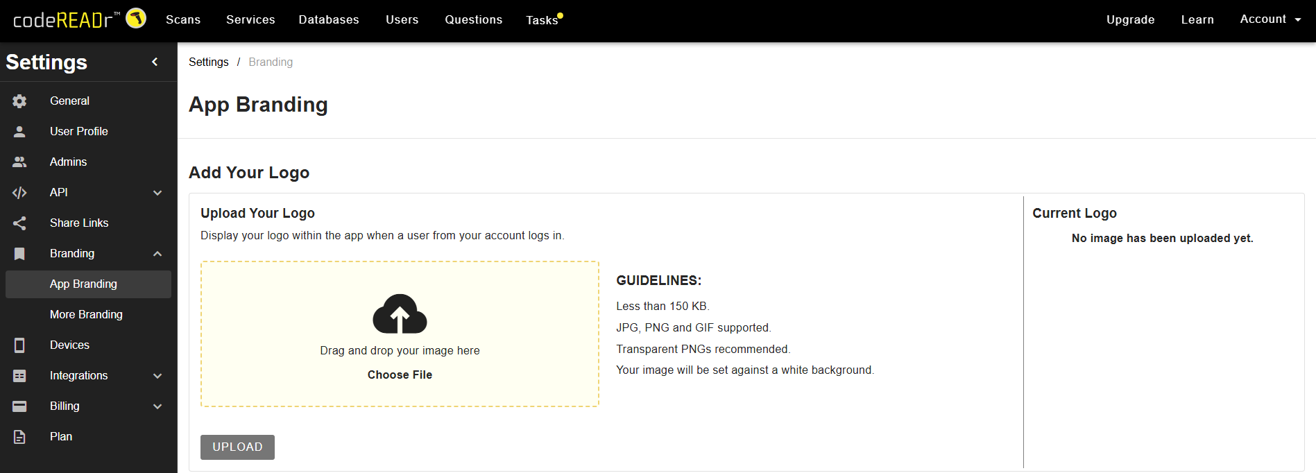 browse for the image you want to upload