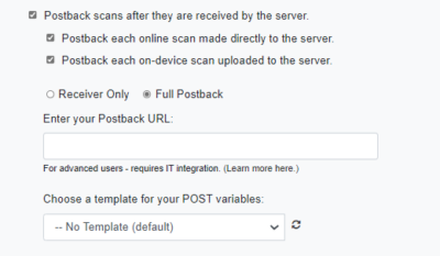 Postback URL - CodeREADr