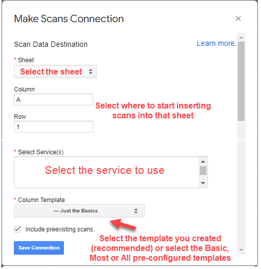 Make Scans Connections