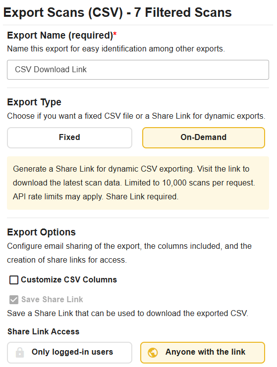 CSVsharelink