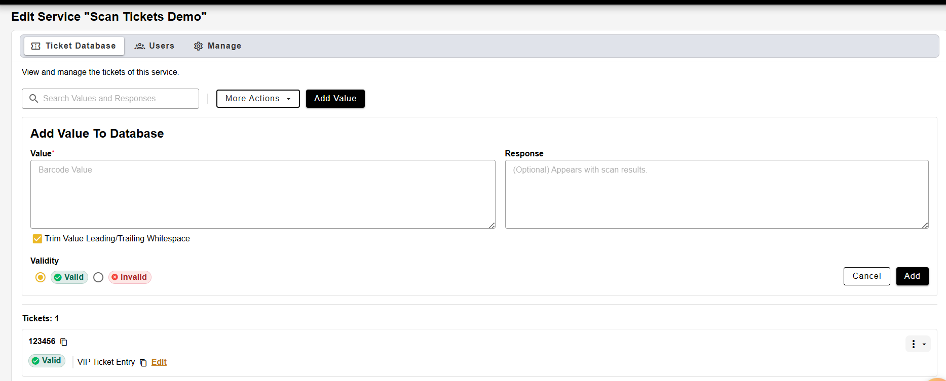 ticketsDB What should be the status of the duplicate scan